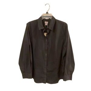 Chico’s Black Button Up No‎ Iron Coolmax Blouse XL NWT